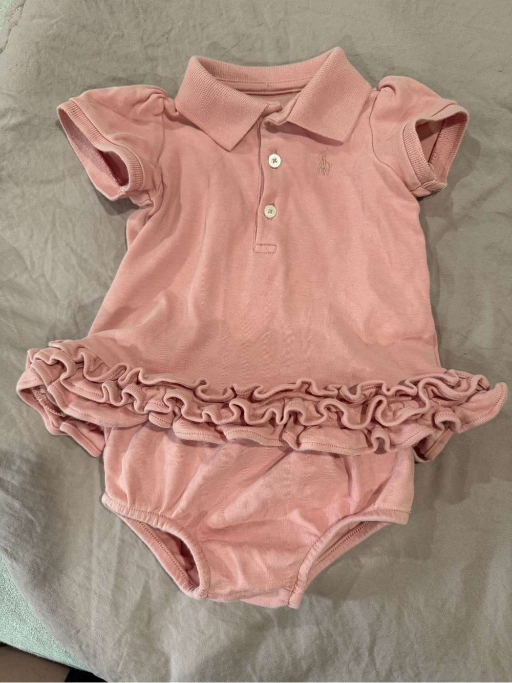 Ralph Lauren Pink Polo Ruffle Baby Bodysuit